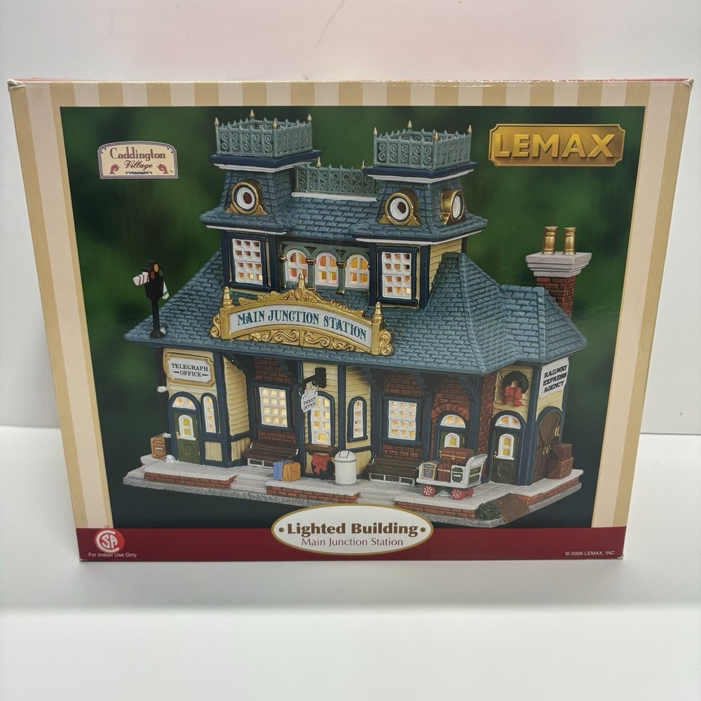 Lemax Village Main Junction Station Lighted Building Christmas Village Train
